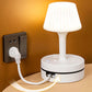 💡 Lampada da Comodino con 3/4 Prese AC e 2 USB + USB-C | Caricabatterie da Tavolo con Organizzatore Cavi, 3 Luci Regolabili (Calda/Naturale/Fredda) | Bianco, Blu, Rosa – Lunghezza Cavo 0,8/1,8 m