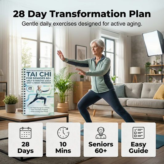 🔥Libro di Tai Chi di 28 Giorni per Principianti e Senior – Esercizi illustrati da 10 minuti al giorno, diario dei progressi incluso, movimento dolce quotidiano, formato A5.