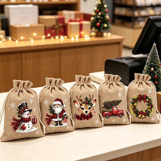 🎄 Risparmia il 50%! 🎁 Sacchetti regalo con coulisse – Festosi, riutilizzabili e perfetti per confezionare i regali ✨