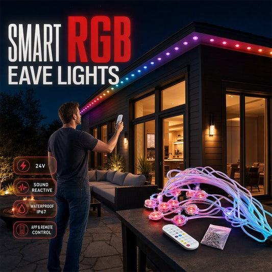 🌈 Trasforma le tue grondaie con un'illuminazione RGB intelligente – controlla colori ed effetti dall'app e sincronizza le luci con la musica