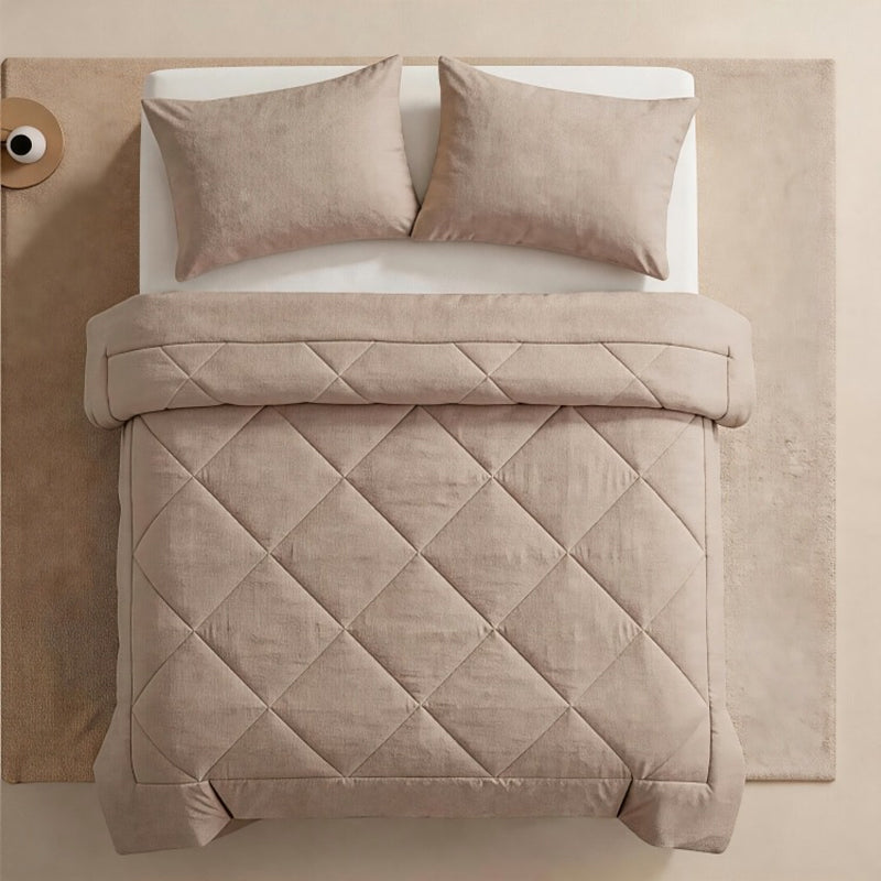 🔥🎁Novità: SCONTO DEL 71%🔥🛏️✨ Set piumone trapuntato da 3 pezzi con federe – comfort soffice come una nuvola, trapuntatura a rombi e microfibra resistente all’umidità 💤