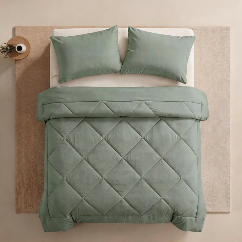 🔥🎁Novità: SCONTO DEL 71%🔥🛏️✨ Set piumone trapuntato da 3 pezzi con federe – comfort soffice come una nuvola, trapuntatura a rombi e microfibra resistente all’umidità 💤