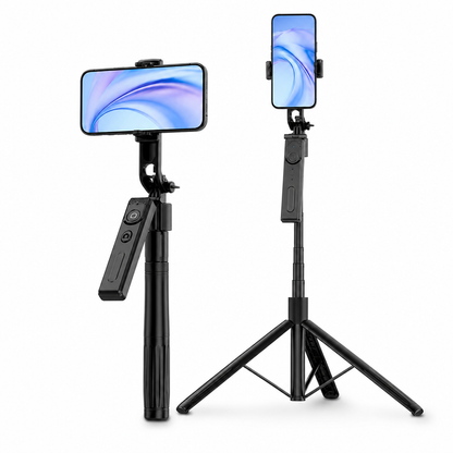 📸🤳  Bastone Selfie Treppiede 2 in 1 | Tracciamento Intelligente del Viso • Apertura Automatica a Terra • No App • Controllo a Gesti • Rotazione 360° • Telecomando • Stabilizzatore • Luce Beauty ✨