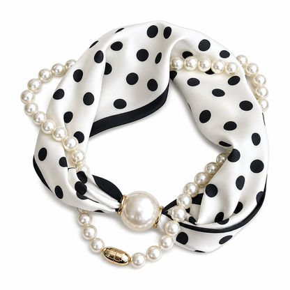 🧣 Collana Foulard da Donna con Perle e Chiusura Magnetica 🧲 | Raso Satin Elegante con Perle Luminose 📿 | Design 2 in 1 Indossabile Insieme o Separata ✨ | 7 Colori Raffinati