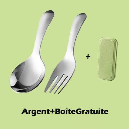 🍱 SCONTO DEL 55% ORA! Set compatto di cucchiaio e forchetta in acciaio inox con custodia – Posate portatili riutilizzabili, lucidate a specchio, per ufficio, campeggio, scuola e picnic